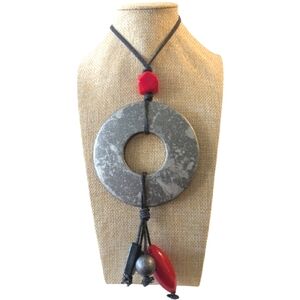 Alisha D Statement Necklace | Red/Grey/Black